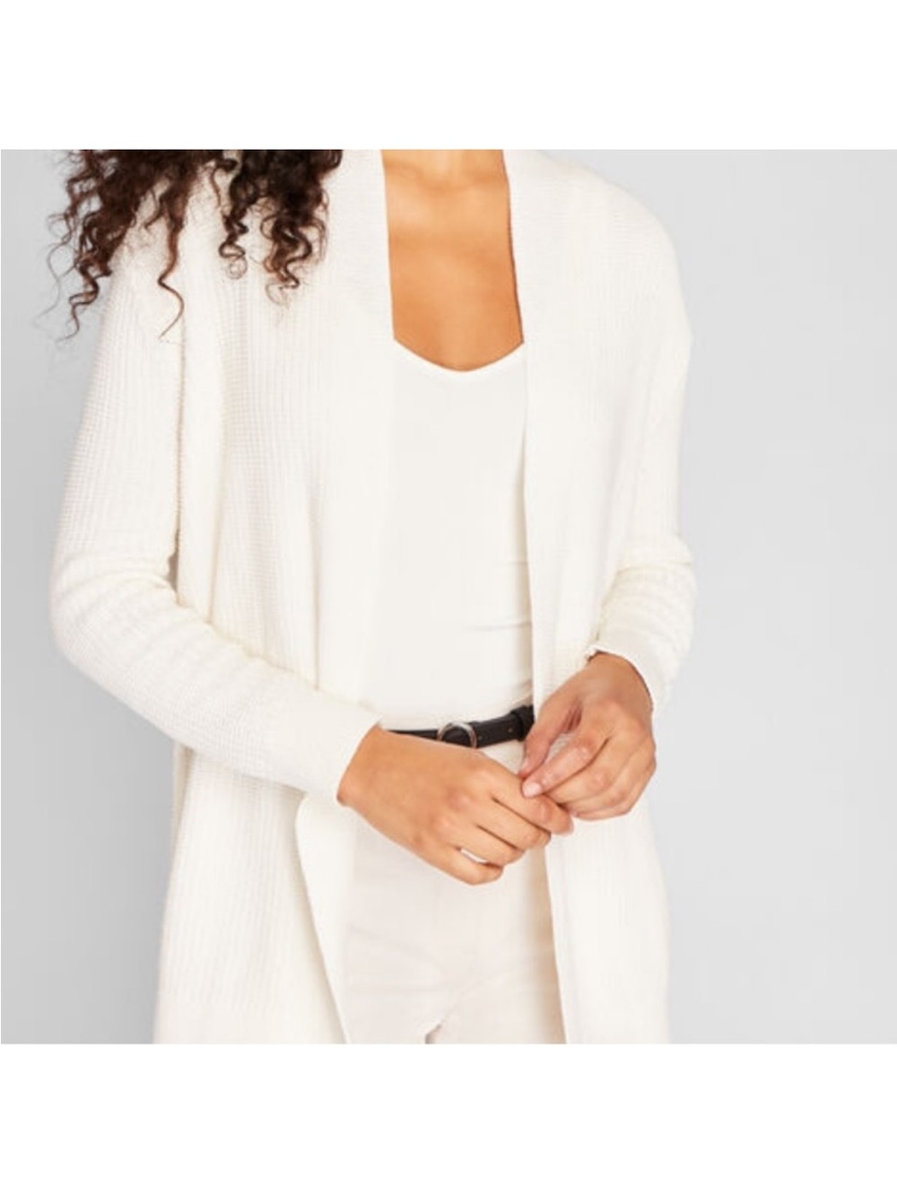 Club Monaco Open Front Thigh Length Ribbed Cardigan